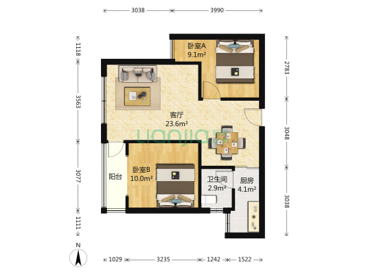 魅力晶城 2室1厅1卫 79平方