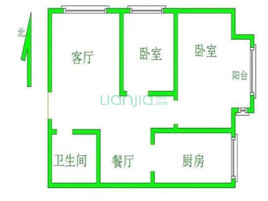 丽景蓝湾B  77平米小两居  业主诚心出售-户型图