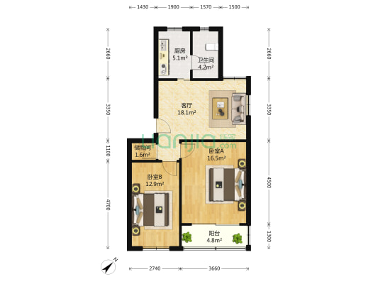 辽海小区 2室1厅1卫 79平方