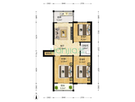 34中自学巷 3室1厅1卫 83平方