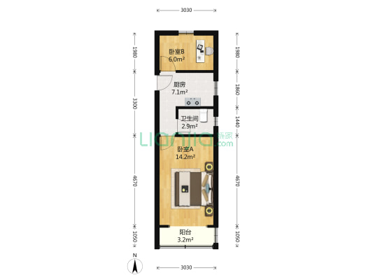 池沟虹教小区 2室0厅1卫 45平方