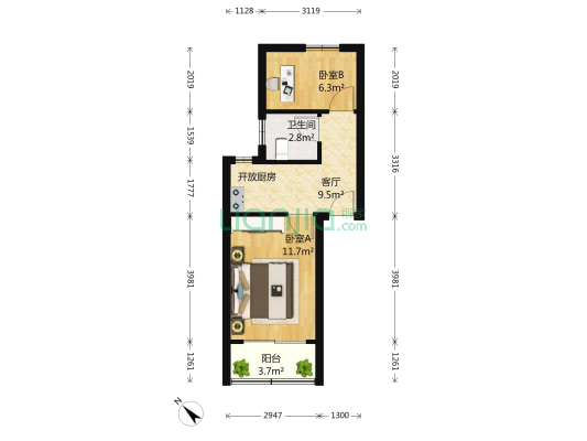 实辉巷 2室1厅1卫 47平方