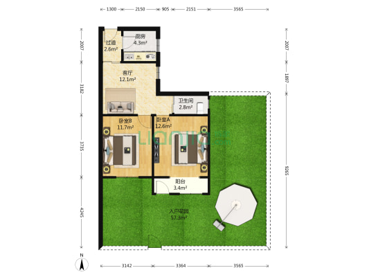 锦明家苑 2室1厅1卫 63平方
