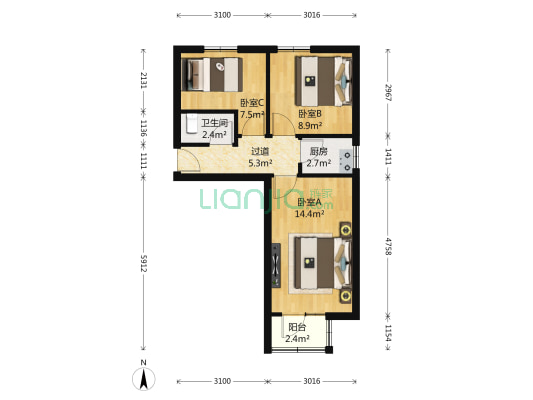 新居西里 3室0厅1卫 56平方