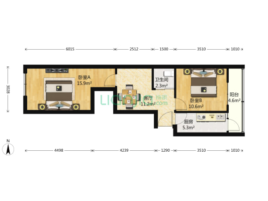涟源里 2室1厅1卫 69平方