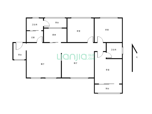 金海国际 三室两厅 户型方正 出行方便-户型图