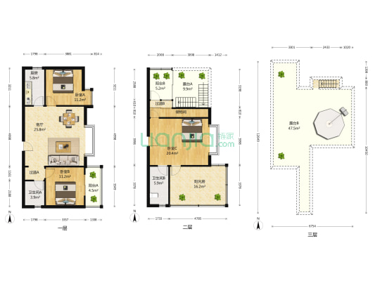 枫桥映月 3室1厅2卫 124平方