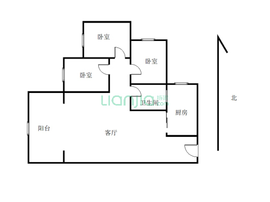 江语城套三 精装修拎包入住 户型方正 小区环境舒适-户型图