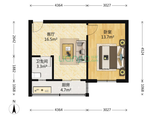 福贤里 1室1厅1卫 49平方