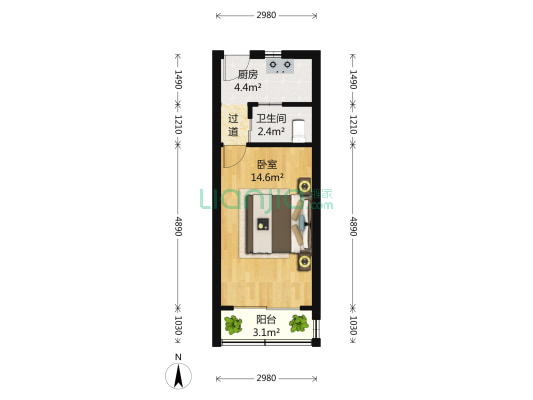 中山北一路140弄 1室0厅1卫 34平方