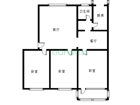 物探五号院 东安小区 小三居 中间楼层-户型图