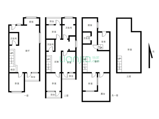K2狮子城南区 5室2厅 南 北-户型图