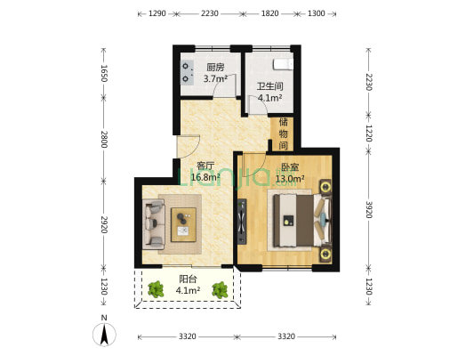 敬南苑 1室1厅1卫 64平方