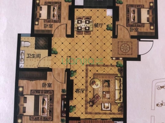 样板间户型  通透三居  集中供暖-户型图