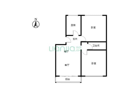 物探五号院 板楼二层 大两居 有地下室-户型图