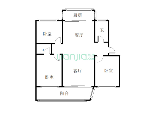航校小区 3室2厅 南 北-户型图