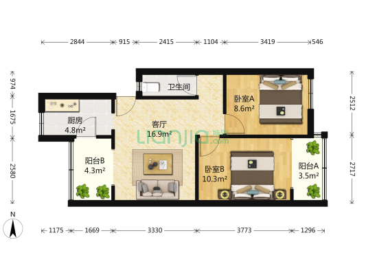 小学路31号 2室1厅1卫 62平方
