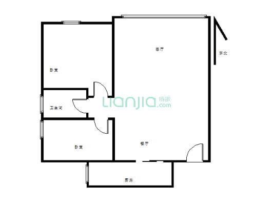 江语城精装两室 满五唯一 住家装修 拎包入住-户型图
