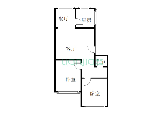 华北铝业北院生活小区 2室1厅 南 北-户型图