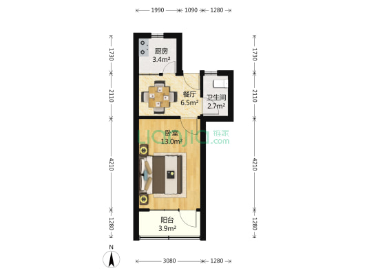 佳木斯路266号 1室1厅1卫 39平方