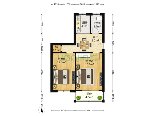 苜卫路35号 2室1厅1卫 64平方