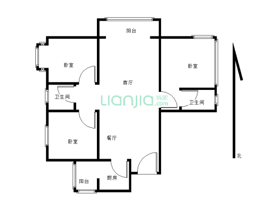 君临江山全新装修三室小高层洋房-户型图