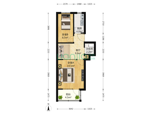 玉泉路228号家属楼 2室1厅1卫 58平方
