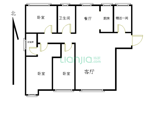 必买房源，三居二卫121平米 急售68万-户型图