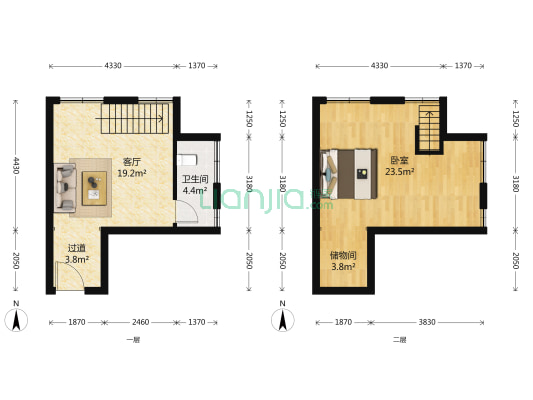 禹洲蓝爵 1室1厅1卫 40平方