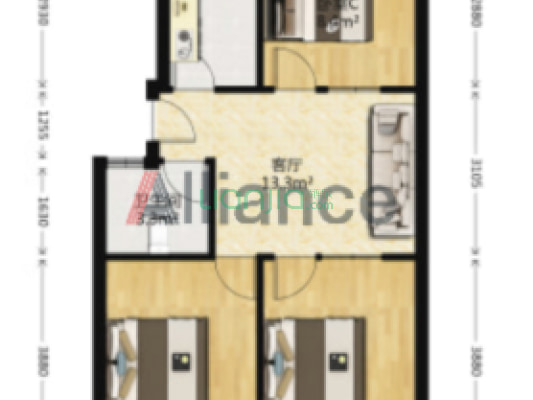 晨光小区 3室1厅 南 北-户型图
