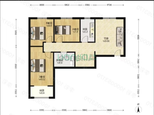 正规三居，三义西 丁方便，税费低靠谱卖视野开阔-户型图