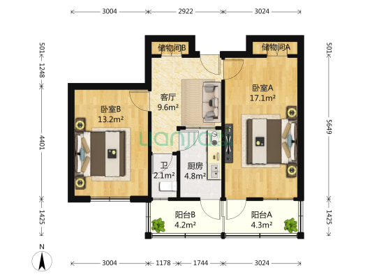 闵子骞路32号 2室1厅1卫 75平方