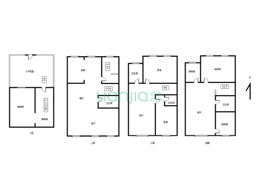 富和园3+4+5层402平1万一平精装修拎包入住-户型图