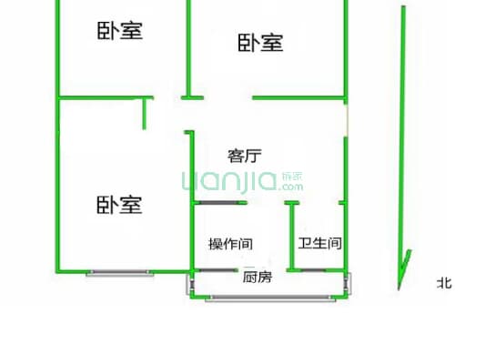 北基地 3室1厅 南 北-户型图