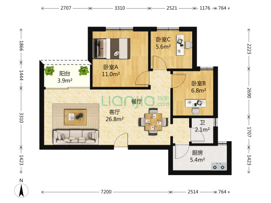 益田村高层三房，户型方正环境好