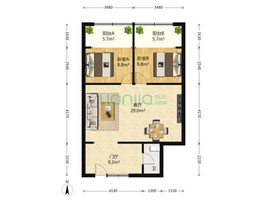 碧海现代苑 2室1厅1卫 0平方