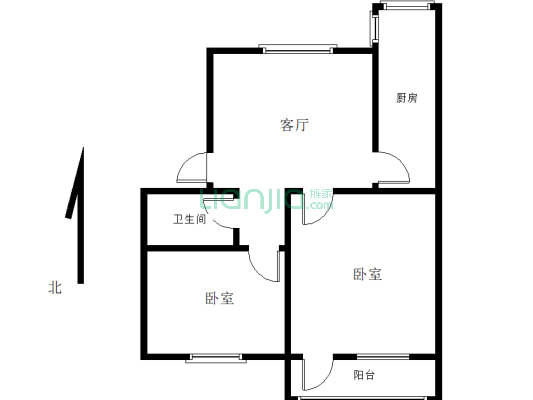 优越花园中层2室1厅有证暖看房方便-户型图