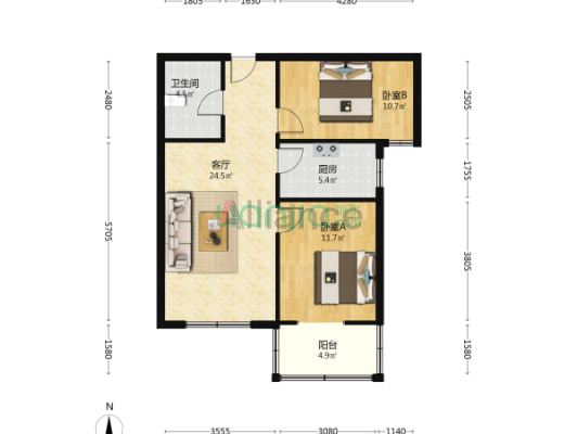 70年大产权，近火车站，一层出行方便-户型图