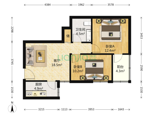 高教新村 2室1厅1卫 78平方