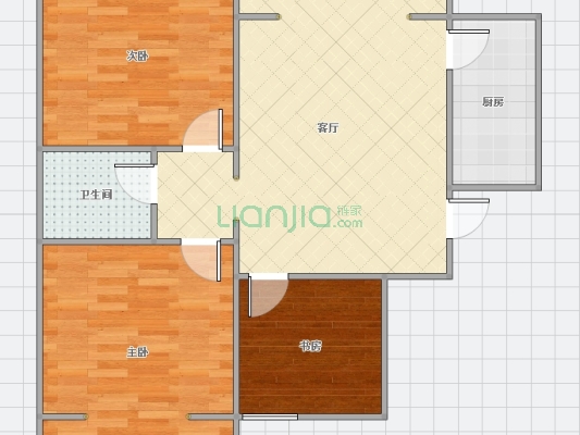 水岸花城小三居·精装修·大社区·集体供暖-户型图
