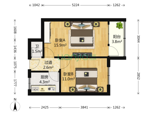 芙蓉山村 2室0厅1卫 49平方