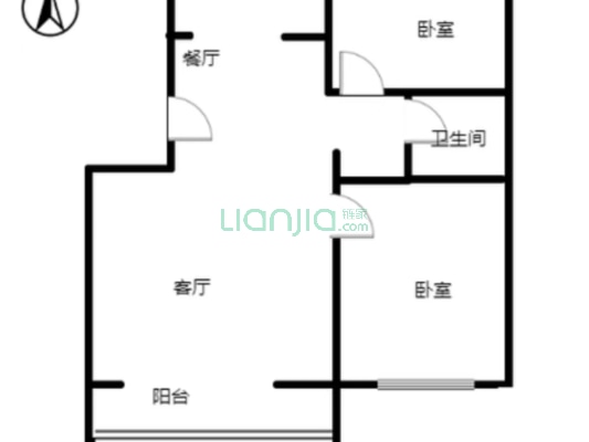 怡安小区二期 2室2厅 南 北-户型图
