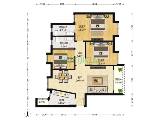 俊峰丽舍 3室1厅 815万