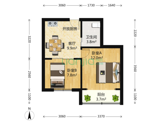 安顺路271号 2室0厅1卫 44平方