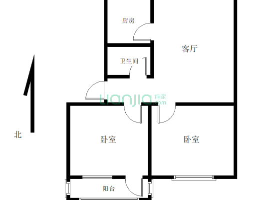 地测处家属院 80平 两室一厅 有证有暖-户型图