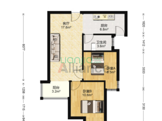 中间楼层房子集中供暖.坡地园林-户型图