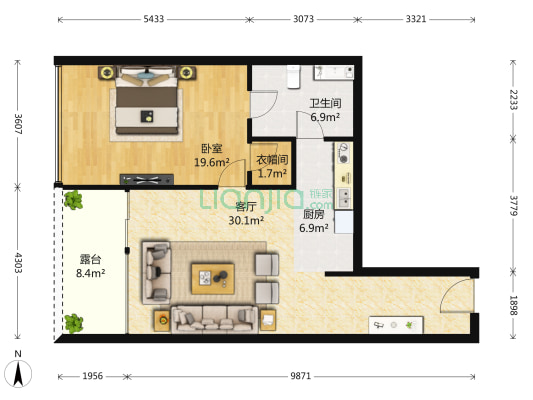 世茂广场•工三 1室1厅1卫 102平方