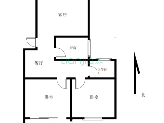 豫基城4楼两室  有证满五  小区中间位置很安静-户型图