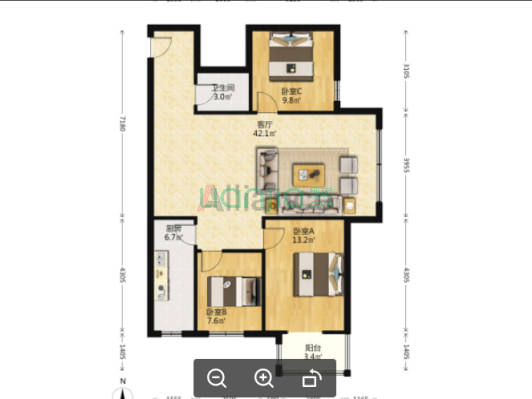 满五唯一大三居，采光视野好，交通配套完善-户型图