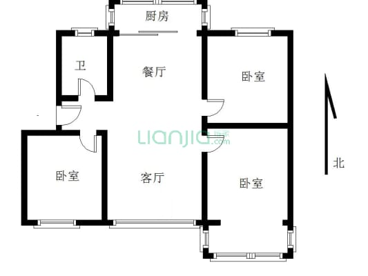 联合5号院，三阳开泰户型，精装修，采光视野佳-户型图